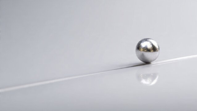 Shiny Metal Ball on Reflective Surface