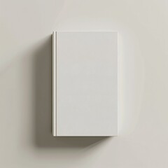 White book cover mockup on beige background, simple design