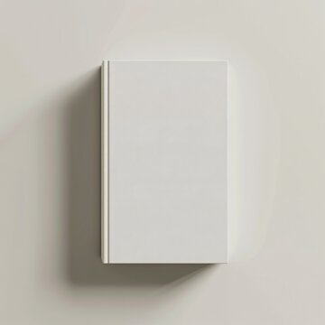 White book cover mockup on beige background, simple design