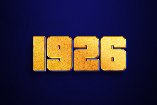 Fancy golden text style of number 1926 on blue background.