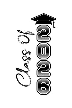Hand drawn text illustration for class of 2026 graduation, class of 2026 badge.