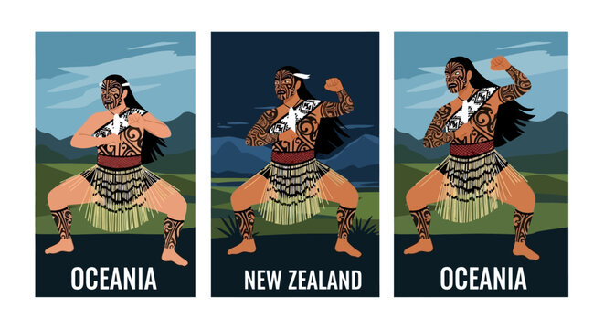 Maori Warrior Dance Haka Performance, New Zealand Culture, Oceania