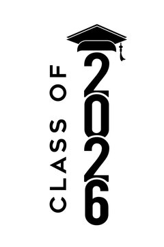 Hand drawn text illustration for class of 2026 graduation, class of 2026 badge.