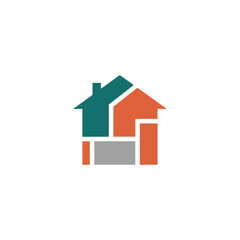 Fototapeta premium Abstract geometric house logo design, modern real estate icon
