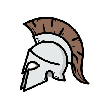 Ancient Greek Spartan Helmet Warrior Icon Vector Illustration