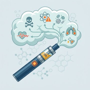 High Fidelity Illustration of Electronic Cigarette Vapor and Addiction Recovery Symbolizing Bad Habits and Healthcare Education