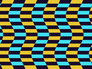 Obraz premium Y2K Warped Checkerboard Wave Pattern Retro Background