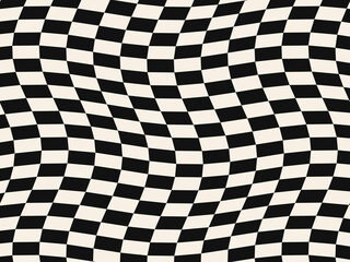 Obraz premium Retro Distorted Checkerboard Trippy Pattern Background