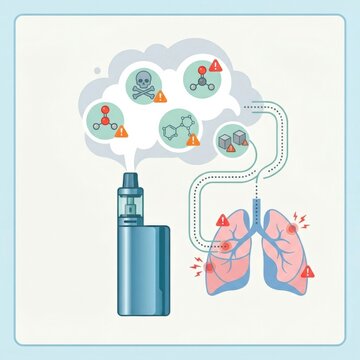 Illustration of Vaping, Health Risks, and Addiction Recovery in Modern Healthcare Settings Involving Electronic Cigarettes