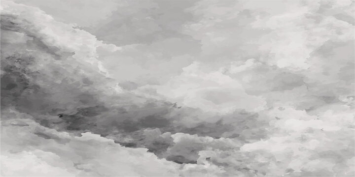 Dramatic black and white cumulus clouds fill the overcast sky creating a stormy and atmospheric nature cloudscape during a dark summer day