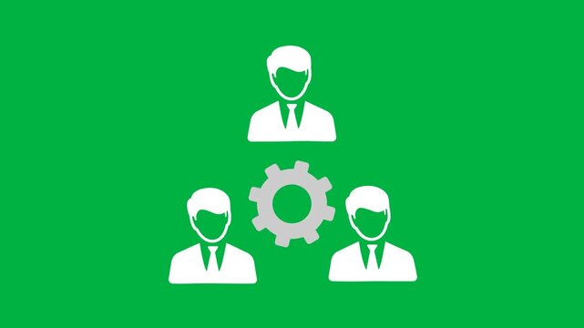 Animated team workflow icon, transparent background, loop ready motion graphic
