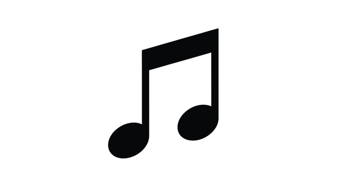 Simple black musical note icon isolated on a plain white background