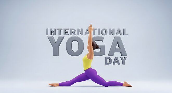 International yoga day celebration with a woman in a pose
