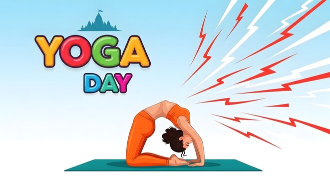 International yoga day illustration with a backbend pose