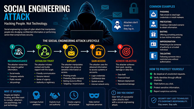 Social Engineering Attack and Cyber Security for the concept of information security.