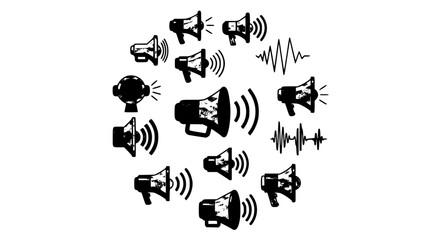 Obraz premium Loudspeaker Vector Icon Set Megaphone Sound Announcement Illustration Collection