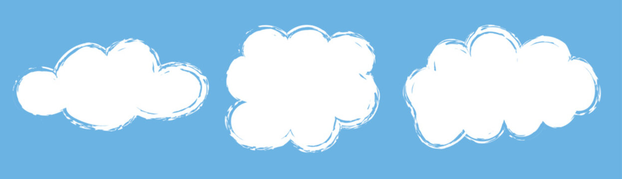 A hand-drawn outline drawing of a cloud set. Set of cloud icons sketch. Doodle children drawing. Solar icon. Vector illustration, Hand-drawn cloud set. Set of icons. Doodle children drawing, weather