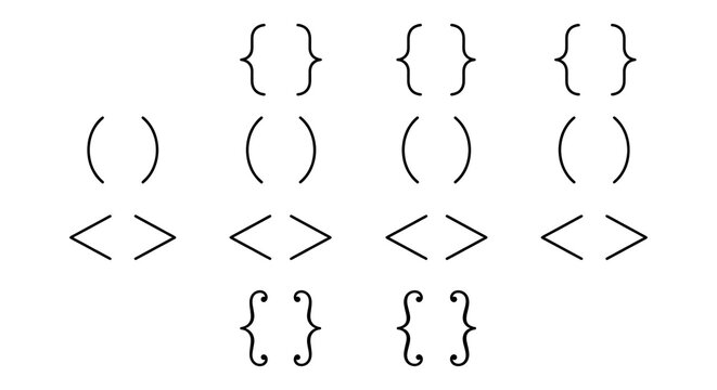 Set of Brackets and Parentheses Symbols, Typographic Marks, Punctuation