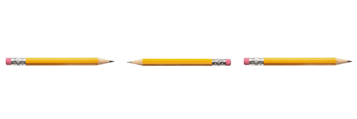 Fototapeta premium Yellow Pencil with Eraser PNG - School Education Writing Drawing Tool Office Stationary Art Isolated on Transparent Background for Student Supply