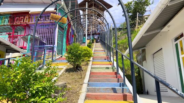 Stairs leading to the Circasia overlook, Quind&iacute;o, Colombia