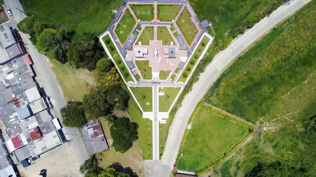 Aerial view of the Circasia Free Cemetery, Quind&iacute;o, Colombia. Drone footage
