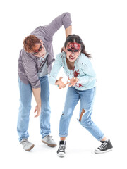 Fototapeta premium Scary zombies on white background