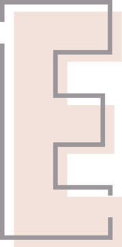 Letter E with overlapping effect