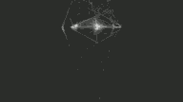 A fascinating abstract geometric object rendered with a halftone pixel effect. Excellent for futuristic concepts, tech presentations, or as a creative overlay.