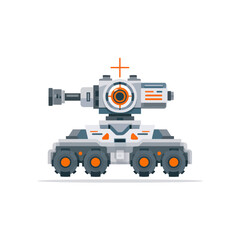 Obraz premium Futuristic Wheeled Tank Robot Vehicle with Turret