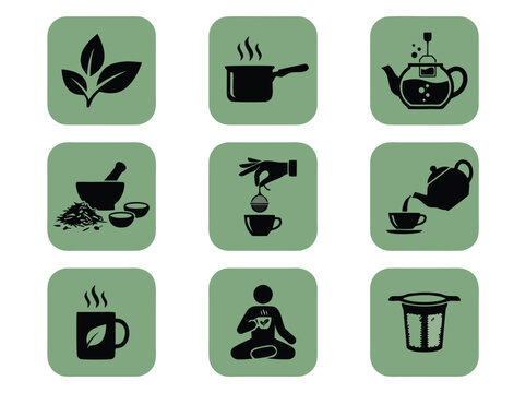 Tea Making Process Icons.