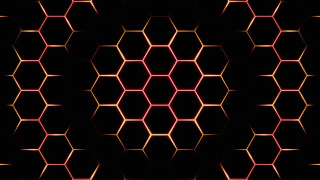 Abstract Hexagon Pattern Red Glow Visual