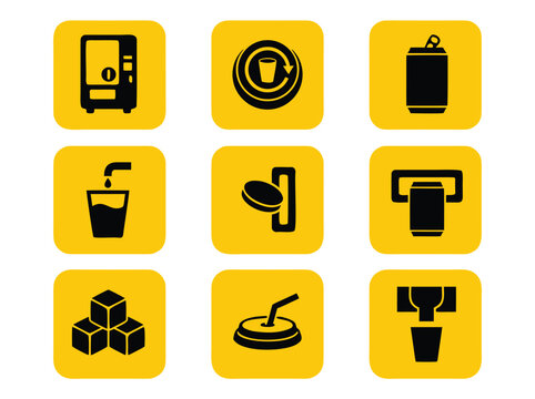 Vending Machine Icons Set.