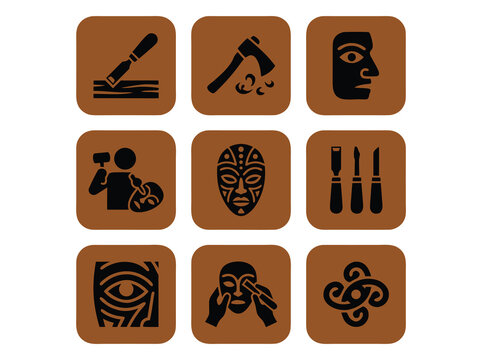 Wood Carving Tools and Symbols.