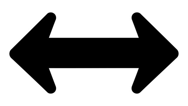 Black doubleheaded arrow icon isolated on white background