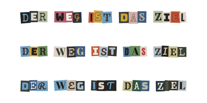 Der Weg ist das Ziel Motivationsspruch im Collagen Stil f&uuml;r Coaching und Achtsamkeit
