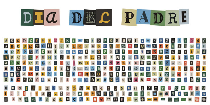 Letras de recortes de revista estilo nota de rescate para el Dia del Padre