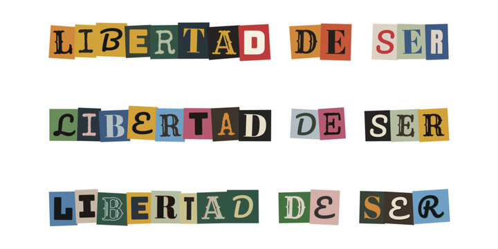 Letras recortadas con la frase libertad de ser para concepto de identidad y orgullo lgbtq