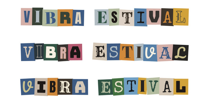 Letras recortadas estilo nota de rescate Vibra Estival para festival de musica
