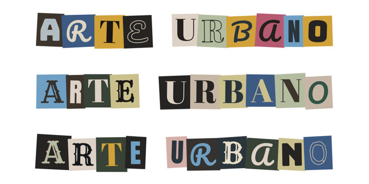 Letras de recorte estilo nota de rescate arte urbano dise&ntilde;o creativo