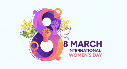 Fototapeta premium International women's day celebration with empowerment symbols and feminist icons