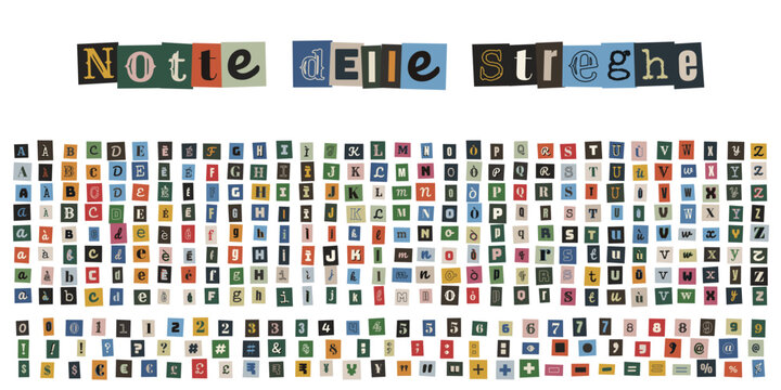 Alfabeto ritagliato stile lettera anonima per notte delle streghe halloween
