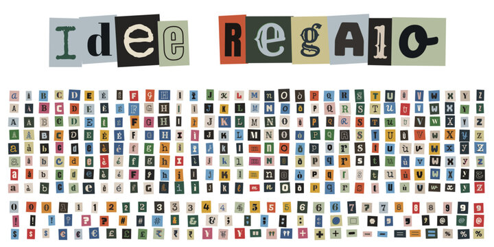 Lettere e numeri stile ritaglio di giornale per idee regalo personalizzate e scrapbooking