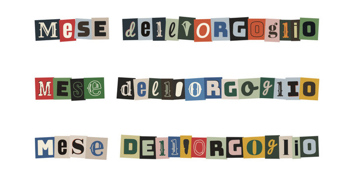 Mese dell'orgoglio LGBTQIA+ in stile collage di ritagli di giornale