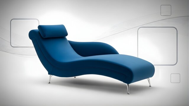 Modern Blue Chaise Lounge with Ergonomic Design.