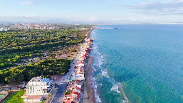 house vacation beach building coastline sea nature coast travel drone aerial home housing residential architecture border climate environment - Guardamar del Segura, Alicante, Spain - 2025