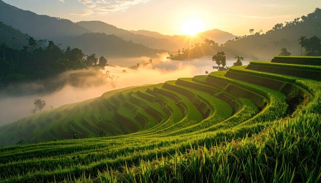 Rice terrace sunset