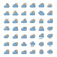 Obraz premium A collection of weather icons, illustrating various atmospheric conditions