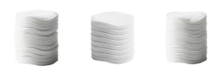 Set of Stack of White Cotton Pads Isolated on White Background, PNG © Tor