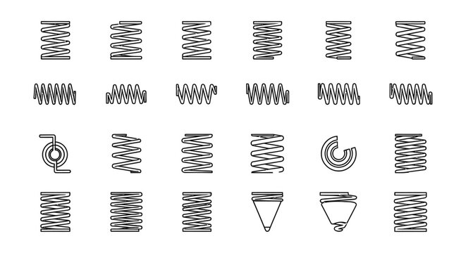 collection of various spring coil illustrations and icons engineering and mechanical elements
