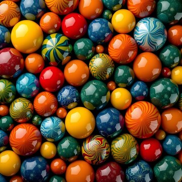 imagen que muestra un conjunto de esferas coloridas con efecto 3D y con brillo reluciente